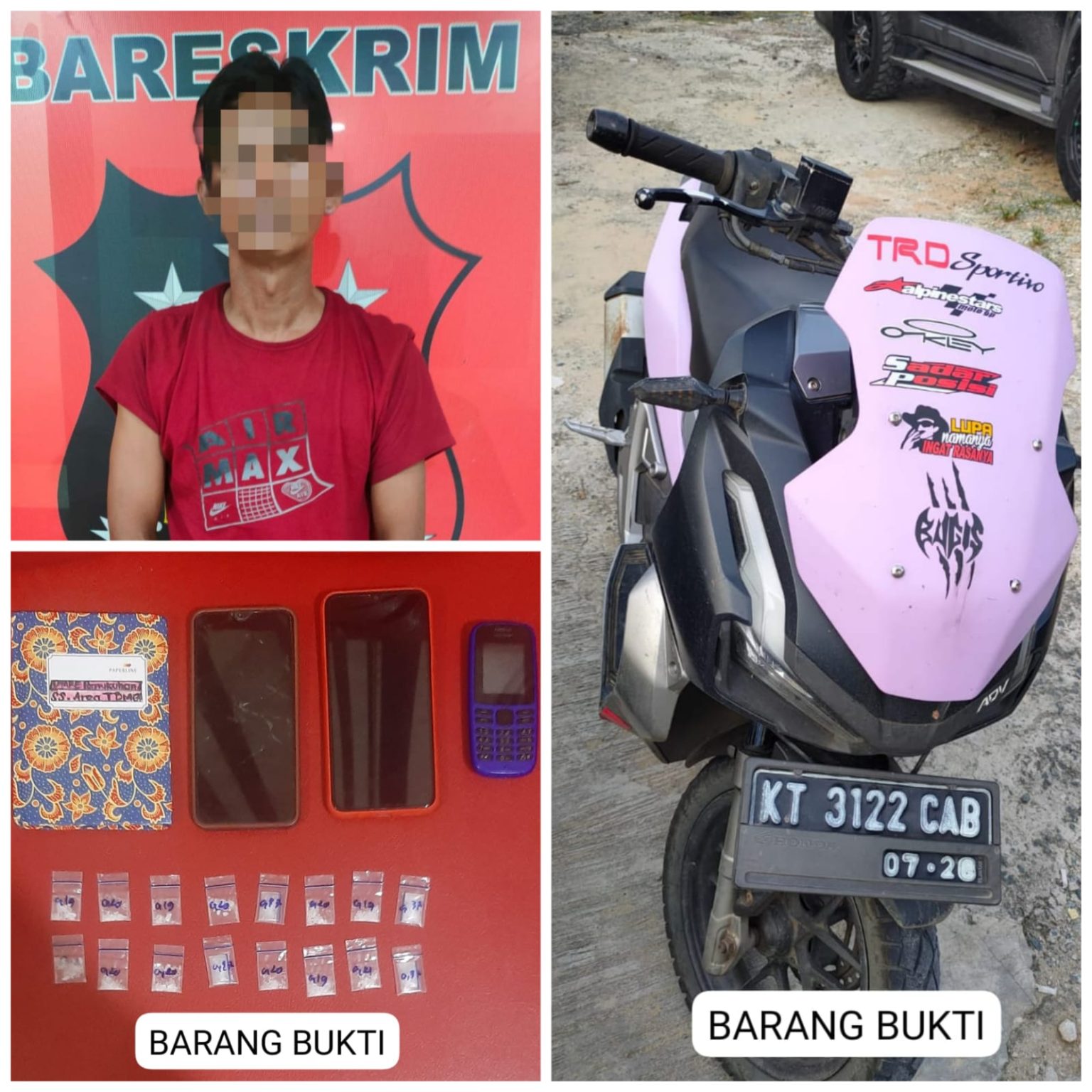 Pengedar Ditangkap dengan 16 Poket Sabu di Samarinda Seberang